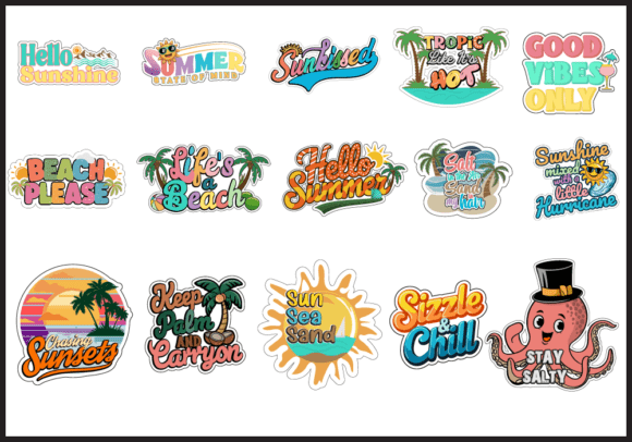 Download Summer Sticker Bundle, Beach Stickers - Stickers Collection
