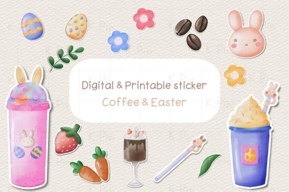 Download Coffee Easter Digital Stickers Set - Stickers Collection