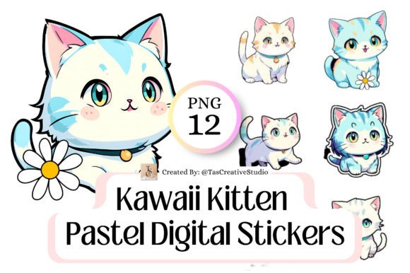 Download Kawaii Kitten Digital Stickers Bundle - Stickers Collection