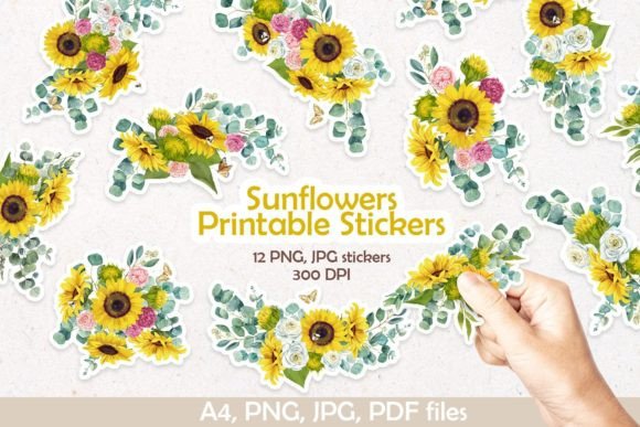 Download Sunflowers Printable Digital Stickers - Stickers Collection