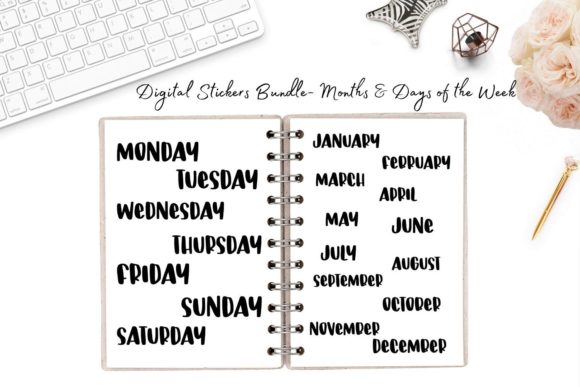 Download Digital Stickers Bundle- Months &amp; Days - Stickers Collection
