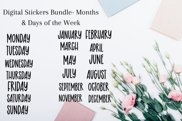Download Digital Stickers Bundle Months and Days - Stickers Collection