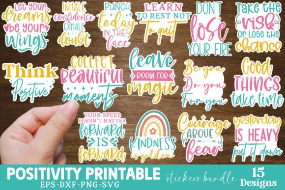 Download Positivity Printable Stickers Bundle - Stickers Collection