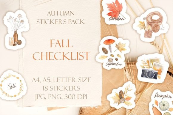 Download Fall Printable Digital Stickers Pack PNG - Stickers Collection