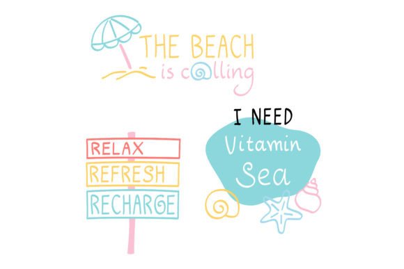 Download Beach Quote Stickers - Hand Drawn - Stickers Collection