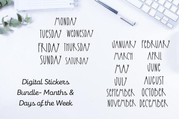 Download Digital Stickers Bundle Months and Days - Stickers Collection