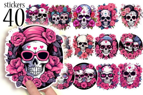 Download Skulls and Roses Printable Stickers PNG - Stickers Collection