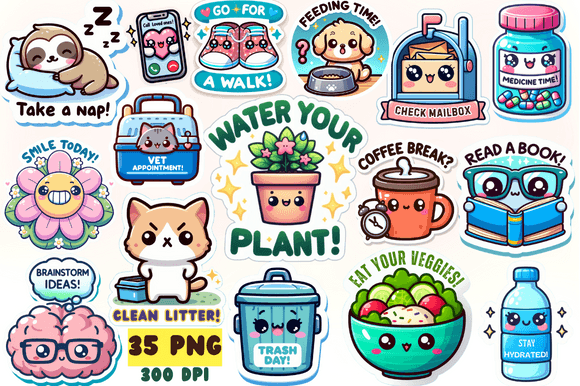 Download Kawaii Reminder Stickers Sublimation PNG - Stickers Collection
