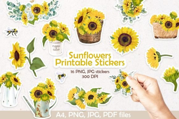 Download Sunflowers Printable Digital Stickers - Stickers Collection