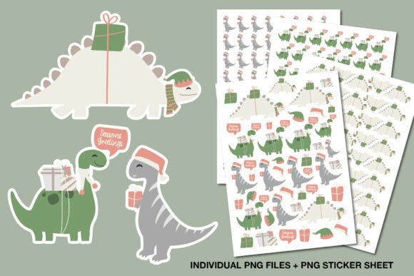 Download Christmas Dinosaur Stickers PNG Sheet - Stickers Collection