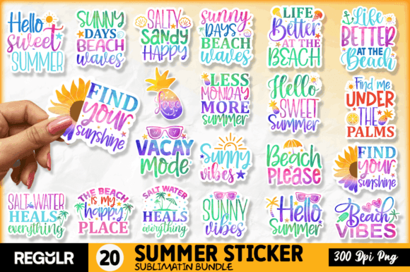 Download Summer Printable Png Stickers Bundle - Stickers Collection