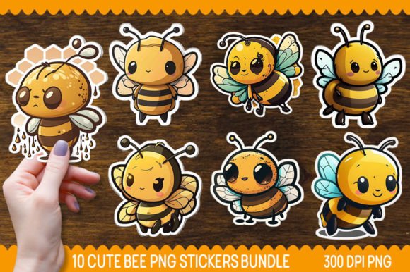 Download Cute Bee PNG Stickers Bundle - Stickers Collection