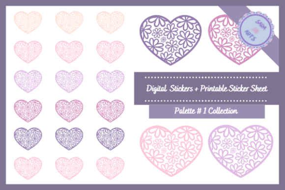 Download Floral Hearts Printable Digital Stickers - Stickers Collection