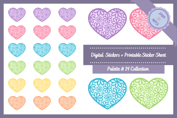 Download Floral Hearts Printable Digital Stickers - Stickers Collection