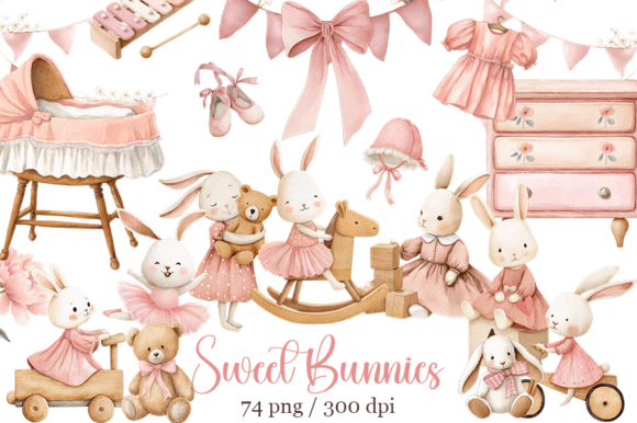Download Cute Bunny Clipart, Pink Boho Bunny - Bunny Collection