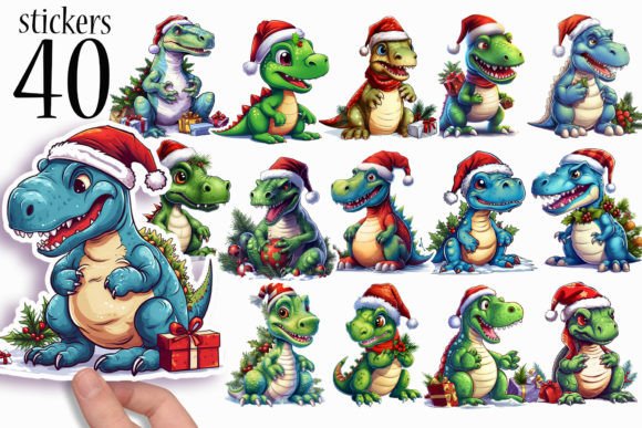 Download Cute Christmas Dinosaur Stickers for Kid - Stickers Collection
