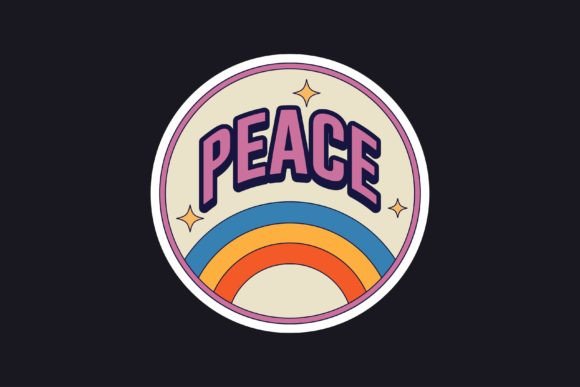 Download Retro Stickers with the Word Peace - Stickers Collection
