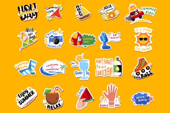 Download 20 Summer Stickers Graphic SVG - Stickers Collection