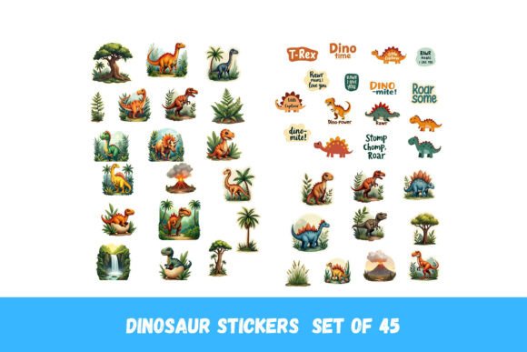 Download 45 Dinosaur Stickers | PNG | for Kid's - Stickers Collection