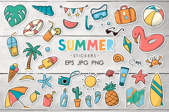 Download SUMMER Stickers EPS | PNG | JPG - Stickers Collection
