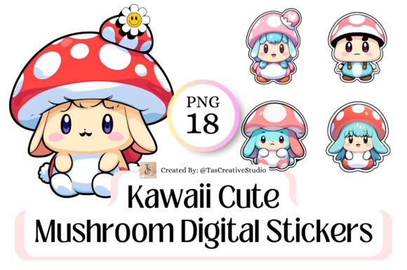 Download Cute Mushroom Digital Stickers Bundle - Stickers Collection