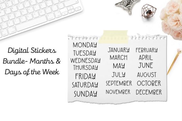 Download Digital Stickers Bundle- Months &amp; Days - Stickers Collection